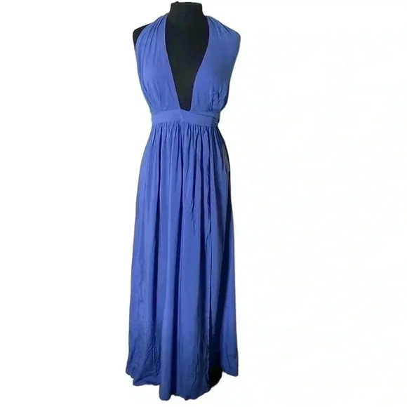 Lulu's Magical Movement Periwinkle Blue Wrap Halter Neck Maxi Dress Size M - Picture 4 of 9